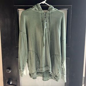 Green oversized button up hoodie!